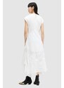 Bombažna obleka AllSaints GIANNA EMB DRESS bela barva, WD588Z