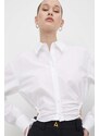 Bombažna srajca HUGO ženska, bela barva, 50512837