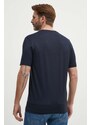 Bombažna kratka majica BOSS moška, mornarsko modra barva, 50512131
