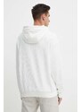 Bombažen pulover BOSS moški, bela barva, s kapuco, 50512157