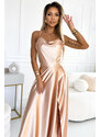 Satin long dress with a back neckline Numoco