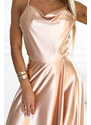 Satin long dress with a back neckline Numoco