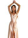Satin long dress with a back neckline Numoco