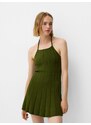 Bershka Pletena obleka temno zelena
