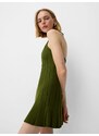 Bershka Pletena obleka temno zelena