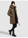 khujo Zimski plašč 'Darka' sepija / črna / bela