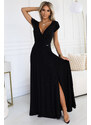 NUMOCO 411-12 CRYSTAL Shiny Long Dress Neckline - BLACK