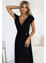 NUMOCO 411-12 CRYSTAL Shiny Long Dress Neckline - BLACK
