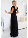 NUMOCO 411-12 CRYSTAL Shiny Long Dress Neckline - BLACK
