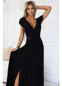 NUMOCO 411-12 CRYSTAL Shiny Long Dress Neckline - BLACK