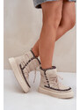 Boto PH2 Women's Snow Boots With Embroidery On Platform Light Beige Naleris
