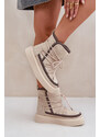 Boto PH2 Women's Snow Boots With Embroidery On Platform Light Beige Naleris