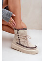 Boto PH2 Women's Snow Boots With Embroidery On Platform Light Beige Naleris