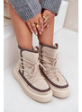 Boto PH2 Women's Snow Boots With Embroidery On Platform Light Beige Naleris