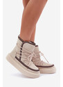 Boto PH2 Women's Snow Boots With Embroidery On Platform Light Beige Naleris