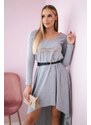Kesi Dress with decorative belt and gray inscription