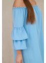 Kesi Włoski Spanish dress with pleats on the sleeve blue
