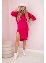 Kesi Dress with a hood and a fuchsia-colored side slit