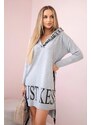 Kesi Dress with a hood and a gray print