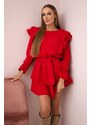 Kesi Red dress with vertical ruffles