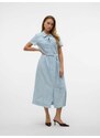 VERO MODA Dolga srajca 'VMVIO' moder denim / bela