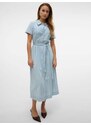 VERO MODA Dolga srajca 'VMVIO' moder denim / bela