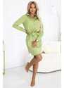 NUMOCO 284-3 CAMILLE Shirt dress with pockets and ties - olive color