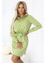 NUMOCO 284-3 CAMILLE Shirt dress with pockets and ties - olive color