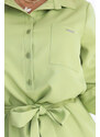 NUMOCO 284-3 CAMILLE Shirt dress with pockets and ties - olive color