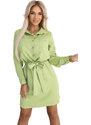 NUMOCO 284-3 CAMILLE Shirt dress with pockets and ties - olive color