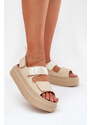 Boto Women's Platform Sandals With Velcro Beige Nitepira