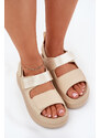 Boto Women's Platform Sandals With Velcro Beige Nitepira