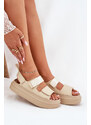 Boto Women's Platform Sandals With Velcro Beige Nitepira