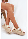Boto Women's Platform Sandals With Velcro Beige Nitepira