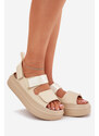 Boto Women's Platform Sandals With Velcro Beige Nitepira
