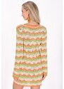IZIA Pletena obleka 'Festival' bež / svetlo zelena / majnica / oranžna