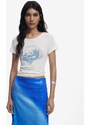 Desigual Majica 'Love the planet' modra / bela
