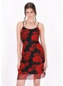 myMo ROCKS Poletna obleka 'Valentine's Day' ognjeno rdeča / črna