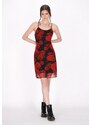 myMo ROCKS Poletna obleka 'Valentine's Day' ognjeno rdeča / črna