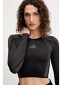 Majica z dolgimi rokavi za vadbo adidas Performance POWER črna barva, JH1364