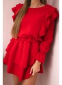 Kesi Red dress with vertical ruffles