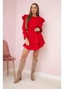 Kesi Red dress with vertical ruffles