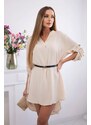 Kesi Włoski Dress with longer back and belt light beige