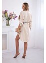 Kesi Włoski Dress with longer back and belt light beige