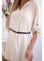 Kesi Włoski Dress with longer back and belt light beige