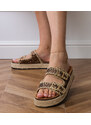 Gemre Brown glitter buckle espadrille slides Induri