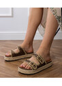 Gemre Brown glitter buckle espadrille slides Induri