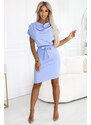 NUMOCO 240-6 ROXI dress with asymmetrical skirt and belt - light blue