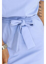 NUMOCO 240-6 ROXI dress with asymmetrical skirt and belt - light blue