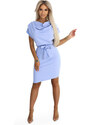 NUMOCO 240-6 ROXI dress with asymmetrical skirt and belt - light blue